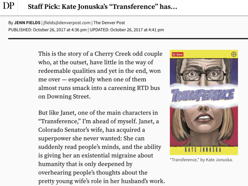 Transference featured in the Denver Post